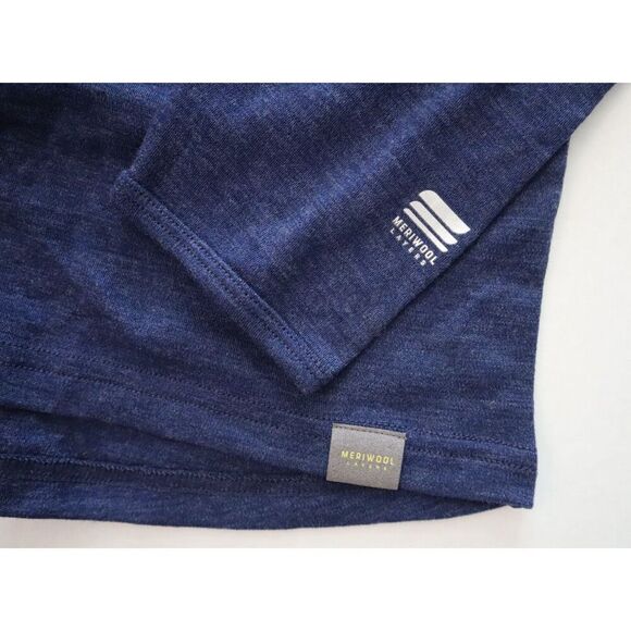 MERIWOOL Layers Men's Sz L Denim Blue L/S Crew Neck Midweight Base Layer Shirt - Picture 7 of 9